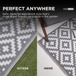 Luxury Outdoor Rug Waterproof Reversible For Garden Patio 100% Recycled, Grey Zoe Geometric | 180cm x 270cm | Grey