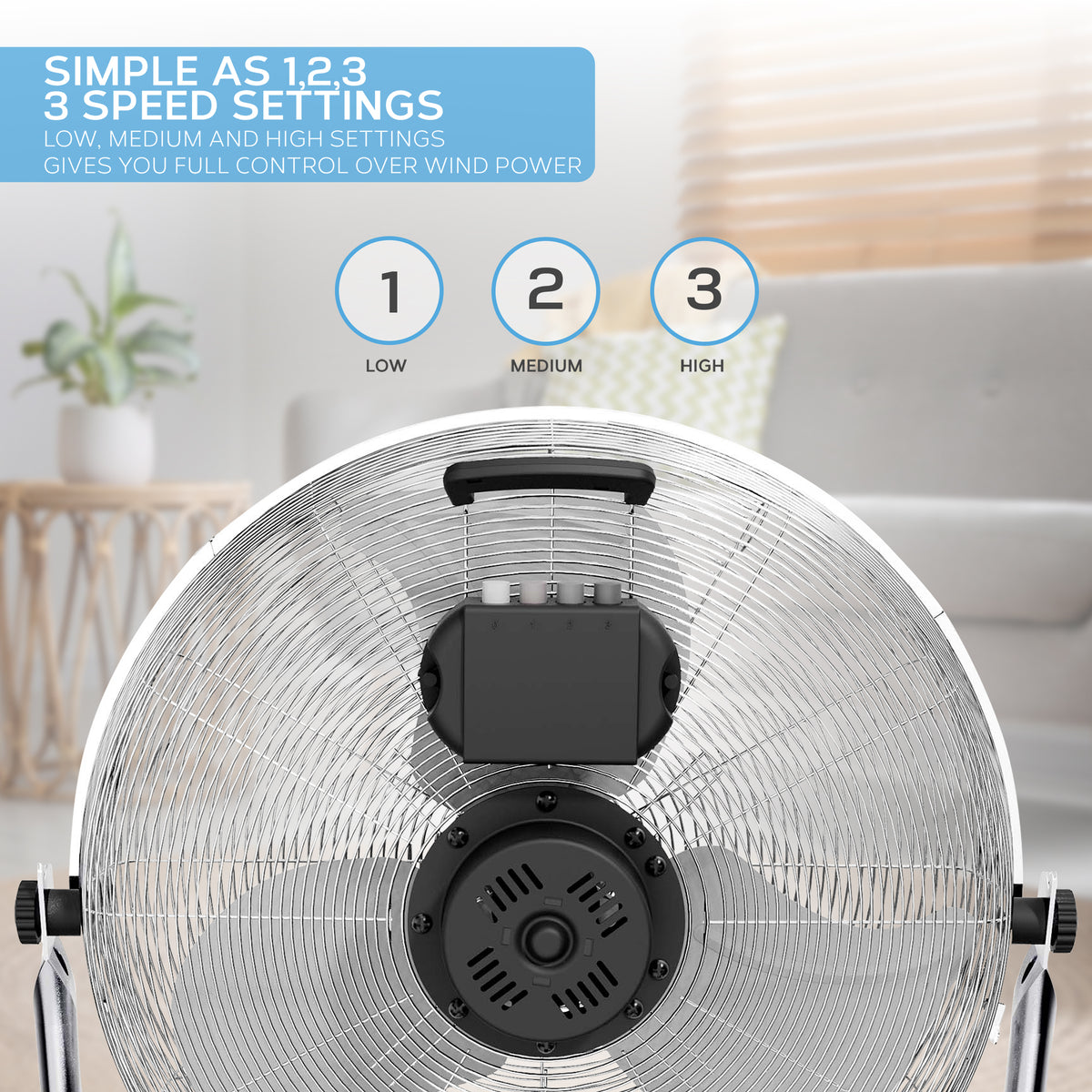 14/16/20" Circular Floor Fan - Powerful Air Cooling Fan With 3 Speed Settings | 20" | Silver