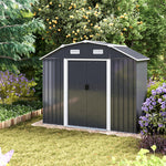 7.72 Ft X 4.3 Ft Outdoor Metal Storage Shed With Double Sliding Doors And Vents - Waterproof Garden Tool Organizer With Foundation And Shelving