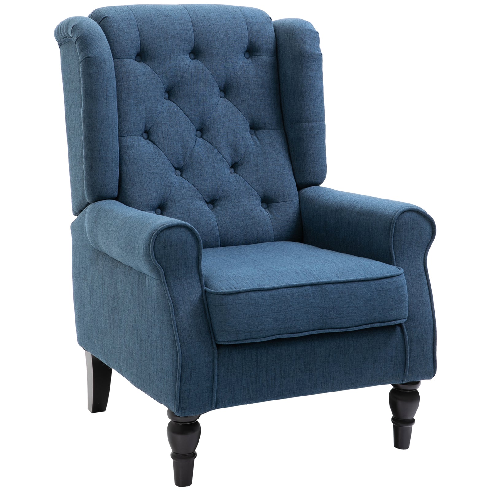 Accent Armchair Home Furniture Retro Tufted Club Wood | One Size | Blue