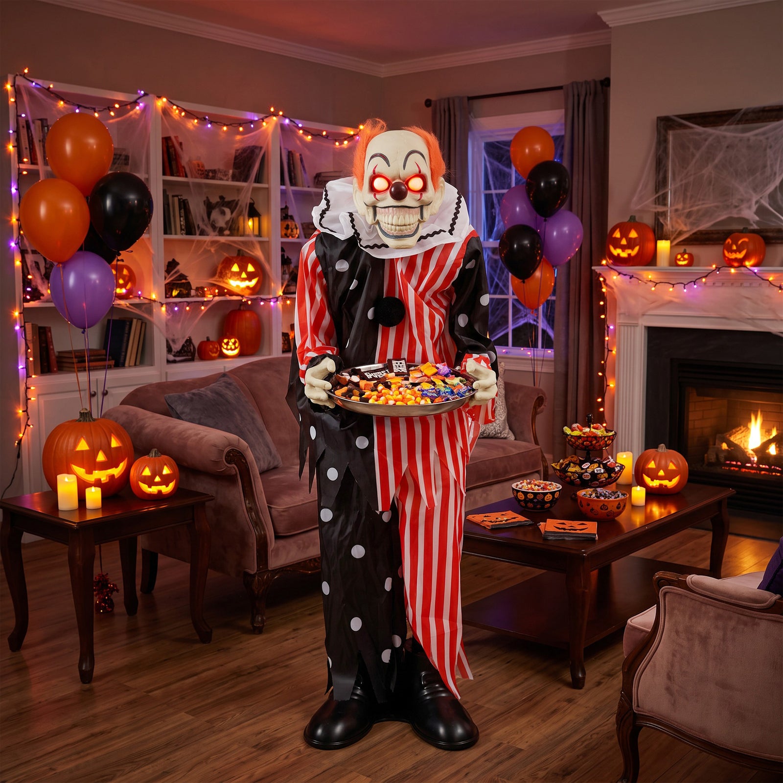 HOMCOM Animated Clown Halloween Decorations Outdoor Indoor