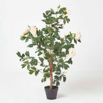 Artificial Peony Tree In Black Pot, 100 Cm Tall | 100cm | Orange