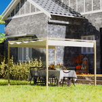 3x3m Pergola With Retractable Roof, Magnetic, Khaki | Khaki