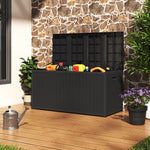 430L Large Garden Storage Box – Wooden Style Outdoor Storage Box, Waterproof, Durable & Easy to Assemble (No Wheels) | Black