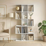 Geometric Bookshelf, 5-tier S Shaped Bookcase | White