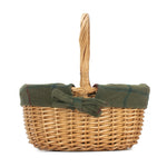 Wicker Shopping Basket Buff Willow Oval Shopper | Forest Green