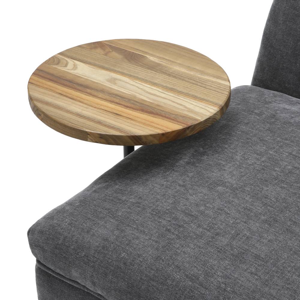 Linen Chaise Lounge With Tray Table