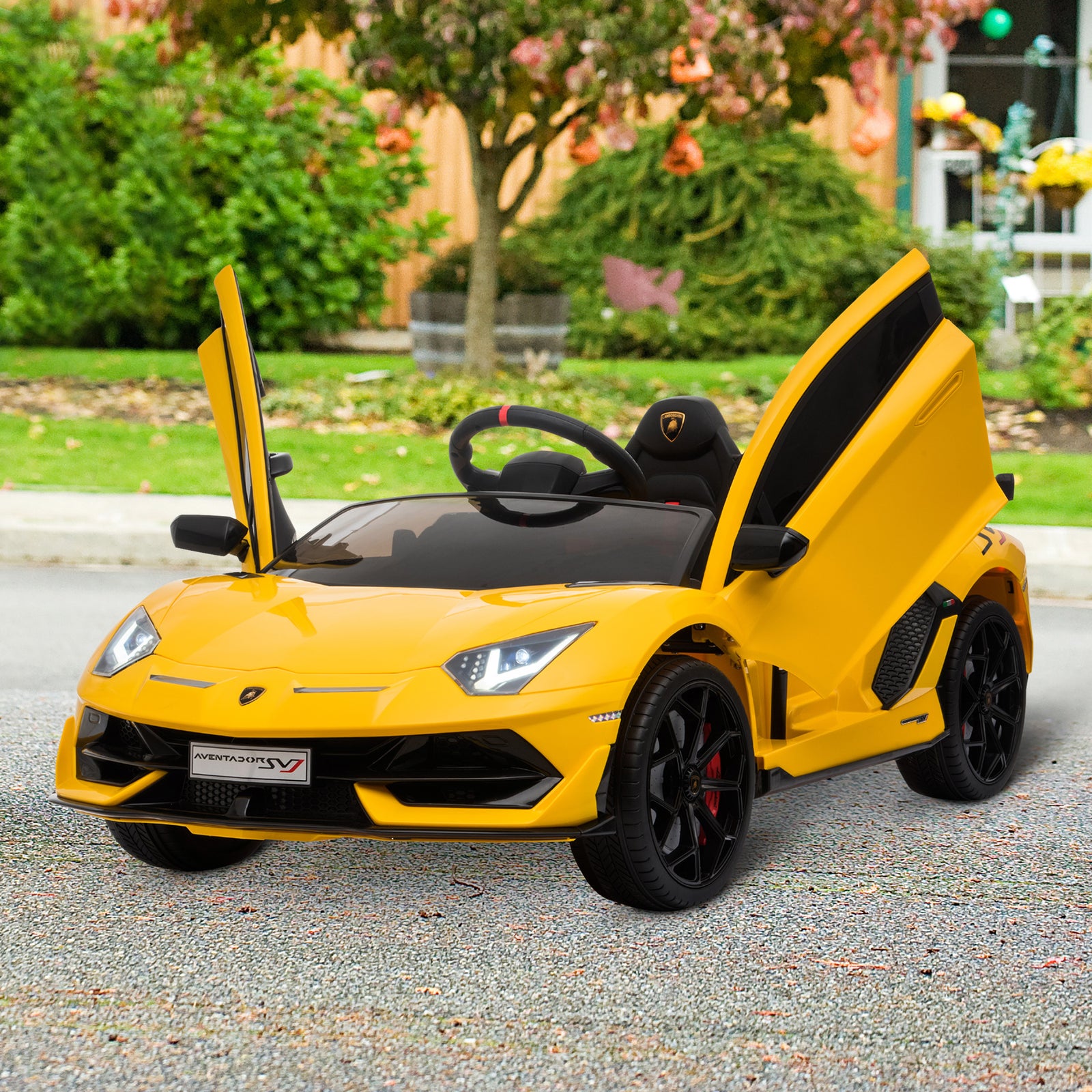 Lamborghini Svj 12v Ride-on Car W/ Lights Music Remote 3-8 Yrs | Yellow