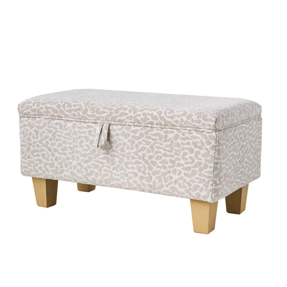 Leopard Print Upholstered Storage Ottoman Bench With Hidden Storage | Large
