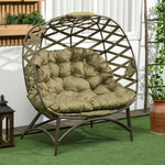 2 Seater Egg Chair Outdoor Garden Furniture Chair W/ Cushion | Khaki