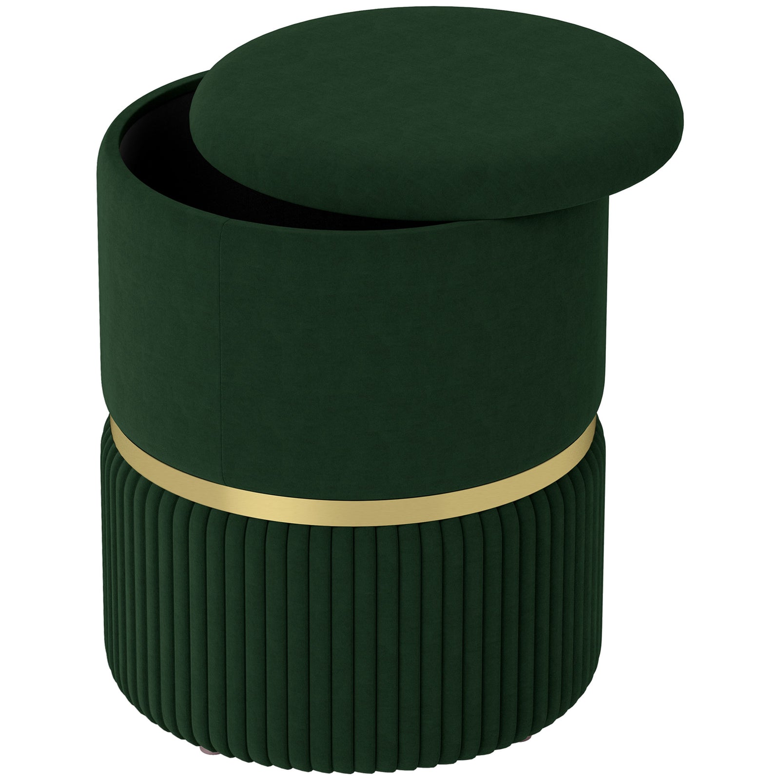 Round Pouffe, Hidden Space, Cushioned Top | Dark Gray