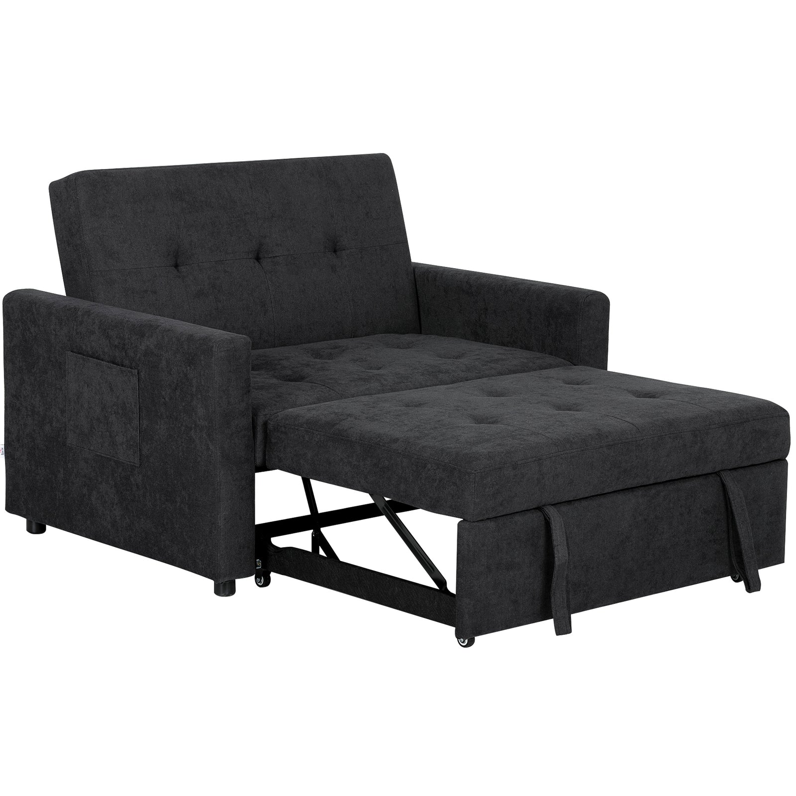 HOMCOM 2 Seater Sofa Bed Convertible Bed Settee With Pillows, Black