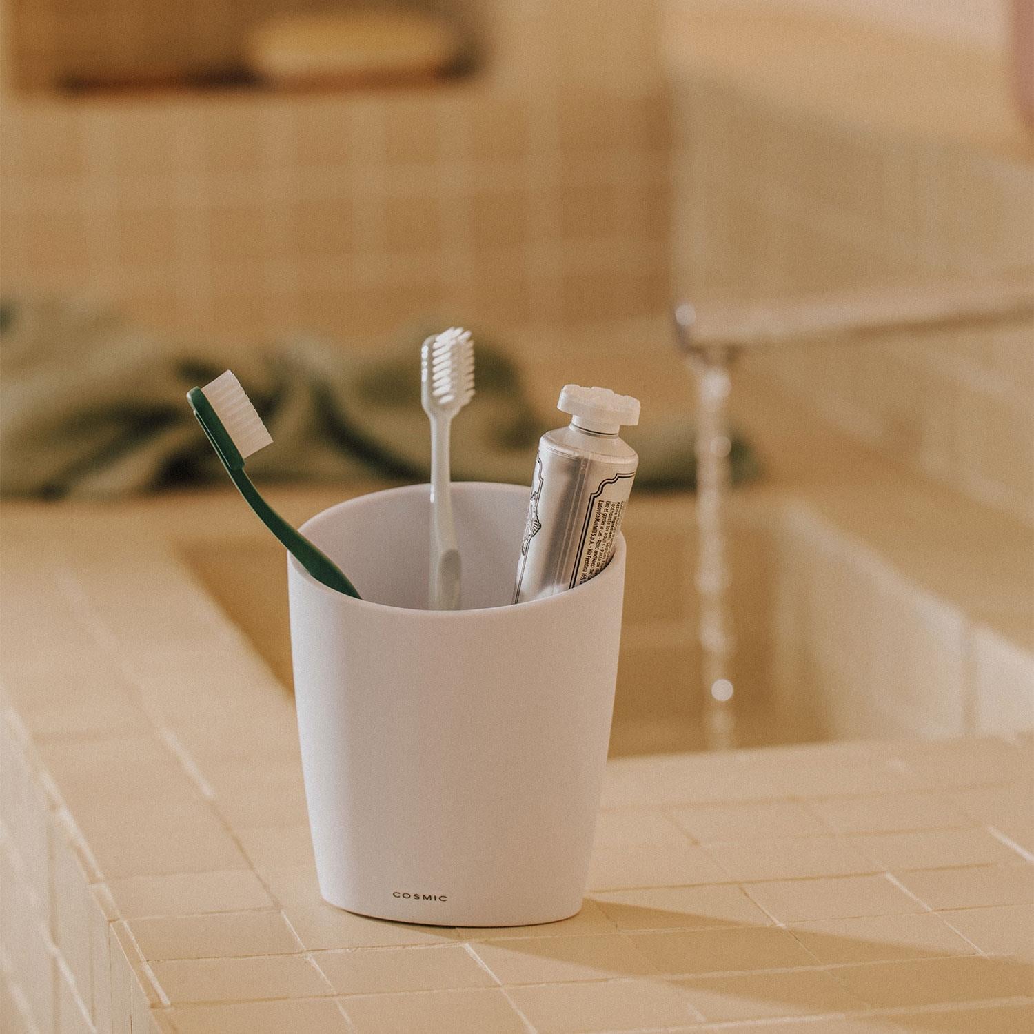 Toothbrush Holder, Matt Grey, Unique Design, Soft Finish, Saku Collection
