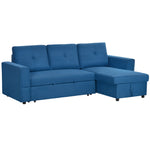 3 Seater Sofa Bed Convertible Pull Out Sofa With Storage | One Size | Dark Blue