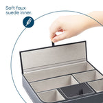 Fineway 6 Compartment Leather Valet Tray Men’s Dresser Storage Organiser