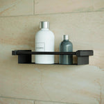 Bathroom Shelf Rectangular, 22 Cm, Black Matt, Metal, Wall-mounted