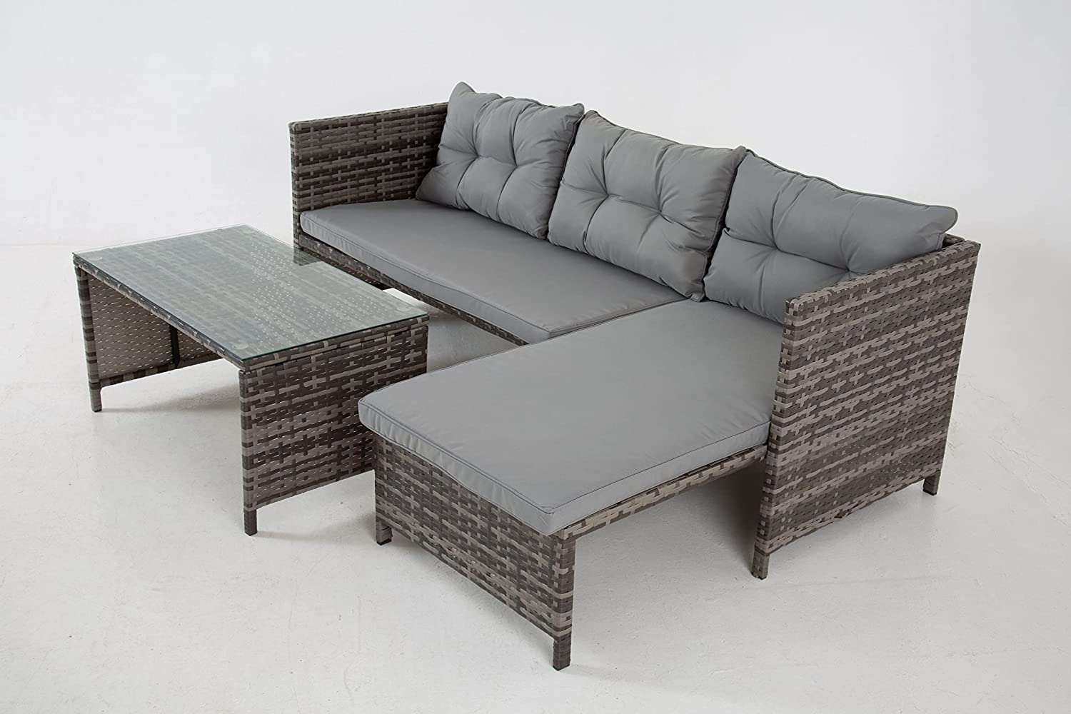 Riverside Grey Corner Rattan Patio Set - Stylish And Durable Outdoor Furniture | Gray
