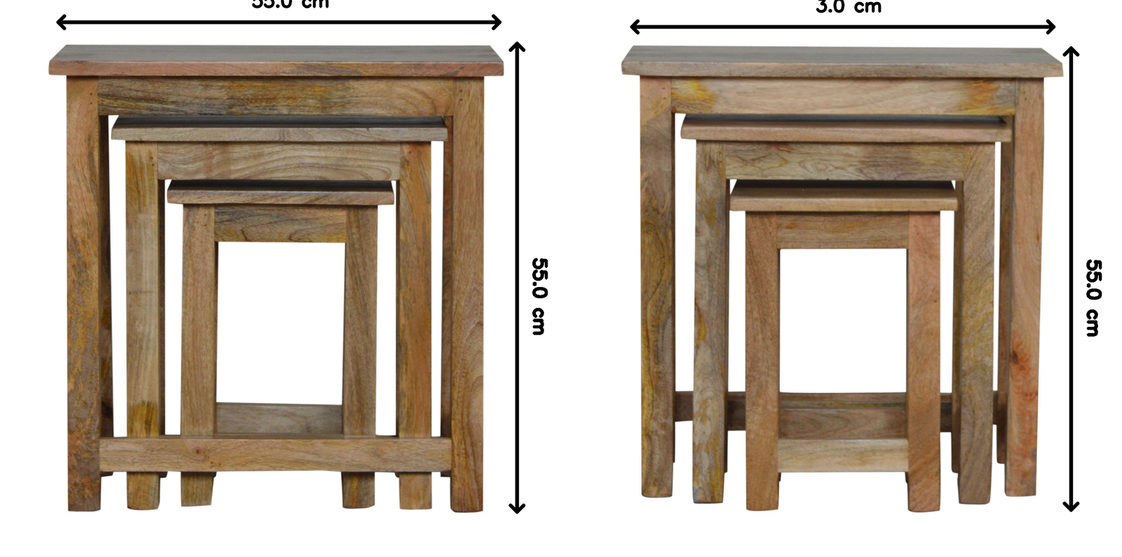 Country Solid Wood Stool Set Of 3
