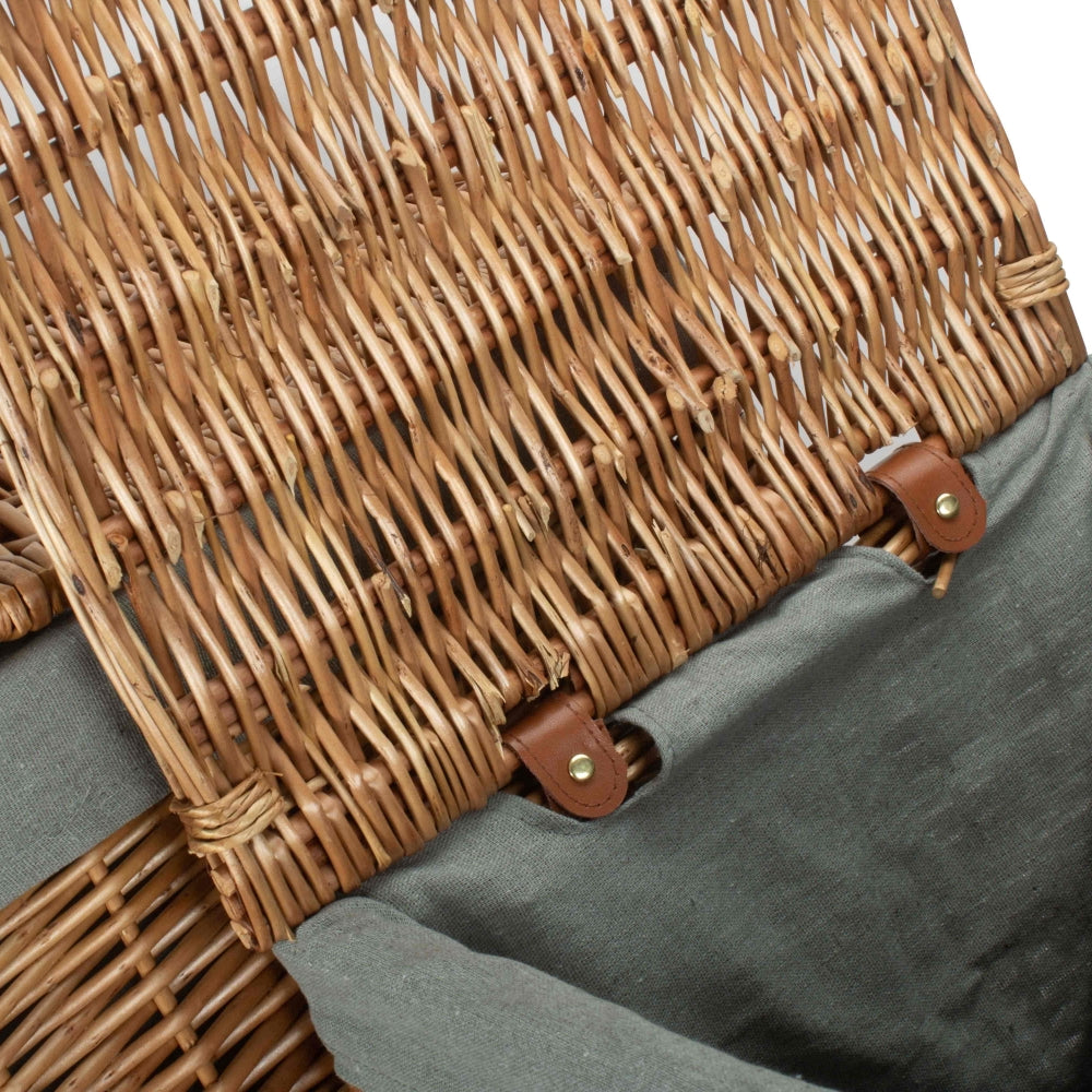 Light Steamed Square Laundry Basket With Grey Sage Lining | Large