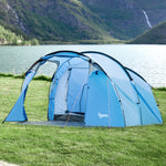 3 Man Camping Tent 2 Rooms Porch Vents Weather-resistant | Sky Blue