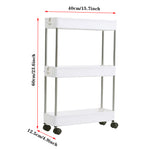 Slim Rolling Storage Cart Corner Storage Rack Shelf Plastic | Small | White