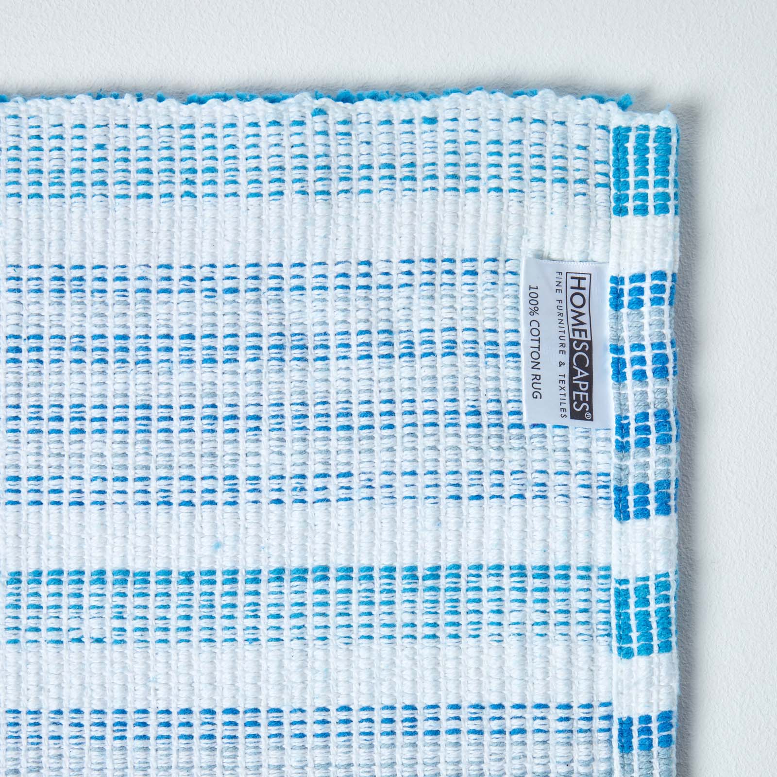Handloomed Striped Cotton Bath Mat | 40 x 60cm | Blue