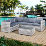 Acorn Rattan 6 Seat Corner Sofa Set | Dove Grey