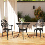 3pcs Bistro Set, Aluminium Garden Table And Chairs | Black