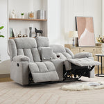 Lovell 2 Seat Manual Recliner Sofa With Central Console | Light Grey