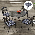 Set Of 4 Outdoor Seat Cushion W/ Ties, For Garden Furniture | Blue