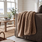 Borgan Teddy Fleece Throw | 130cm x 170cm | Taupe