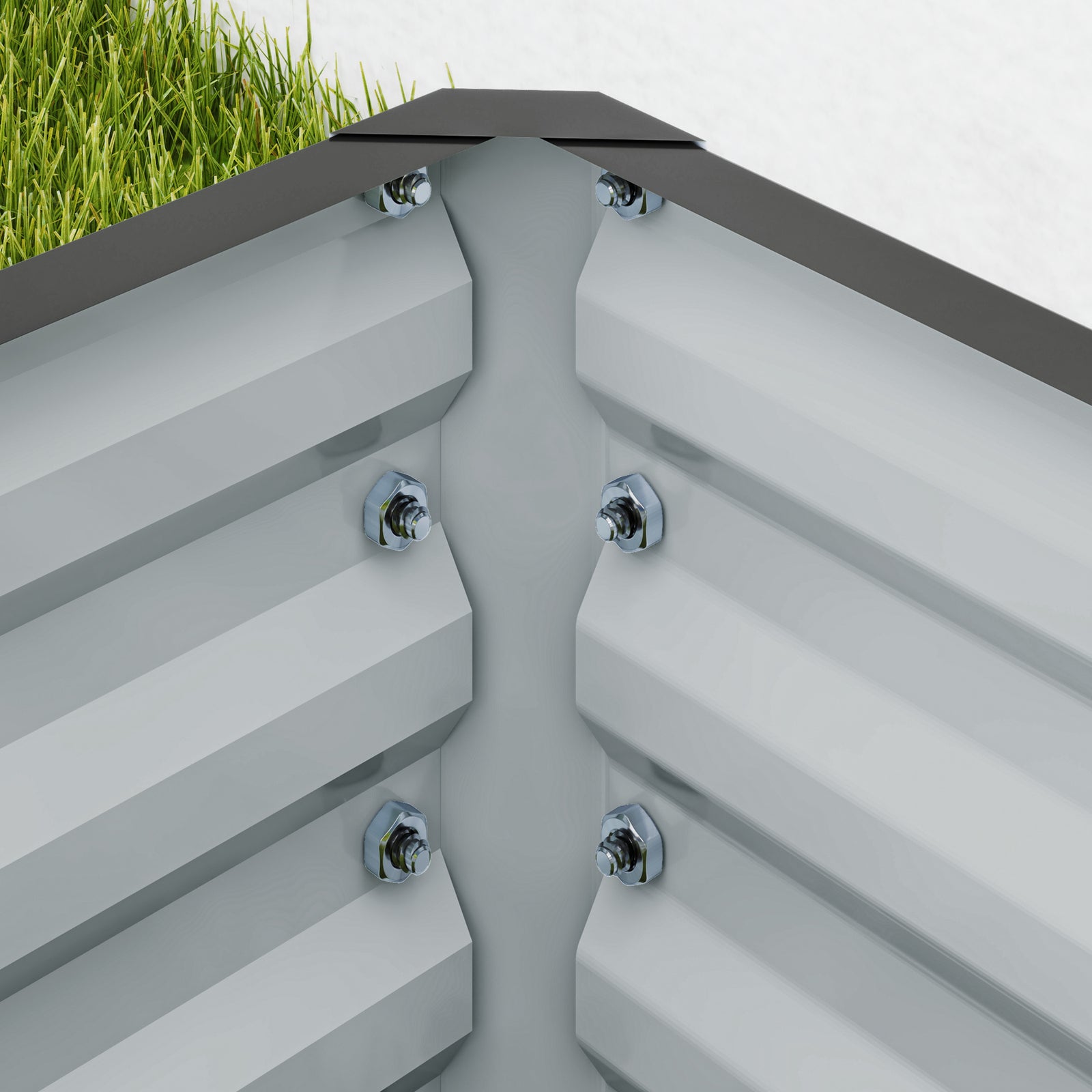 Set Of 2 Raised Garden Bed Galvanised Planter Box | Light Grey