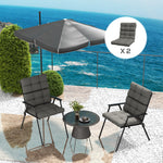 2pc Outdoor Seat Cushion With Backrest, Ties, For Garden | Charcoal Gray