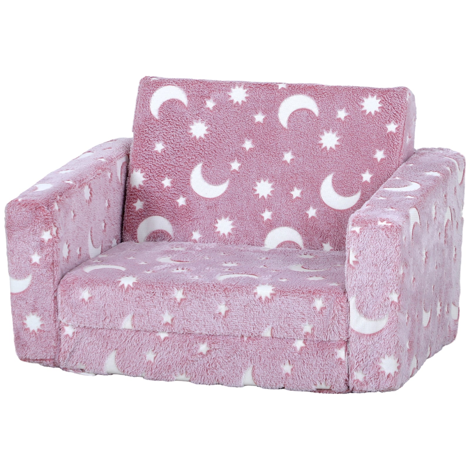 2 In 1 Kids Chair Bed With Glow In The Dark Cosmic Design | Pink