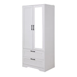 2-door Wardrobe With Drawers & Mirror | One Size | White