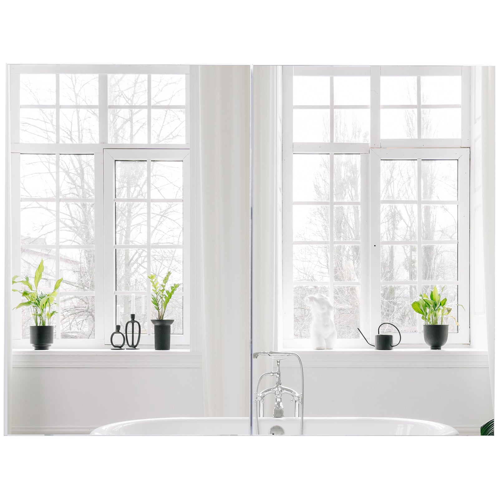 Mirror Cabinet Double Door Wall Mounted Modern Storage