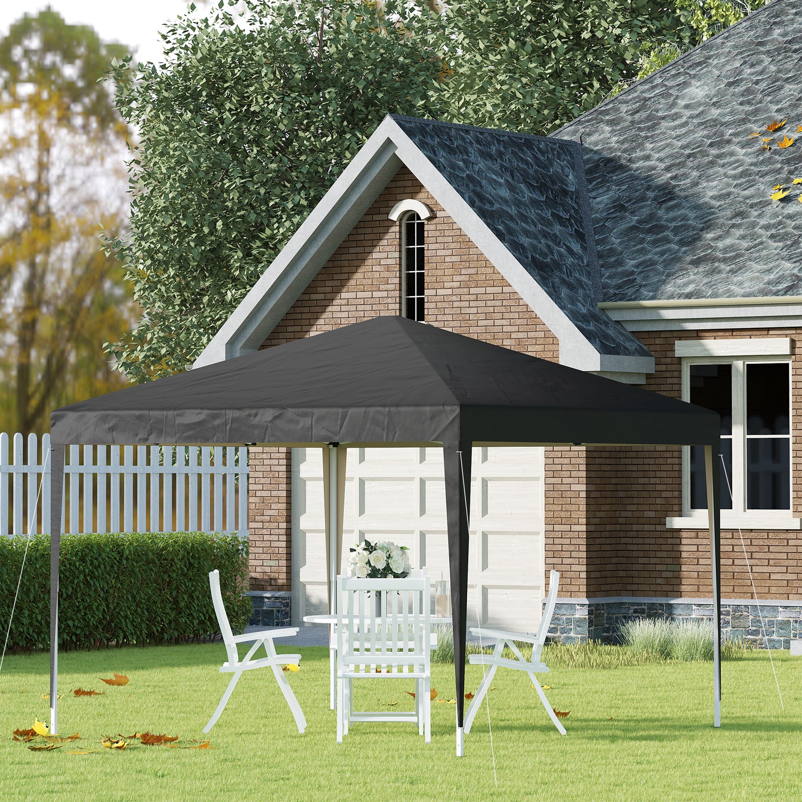 3 X 3m Garden Pop Up Gazebo Height Adjustable Marquee | Black