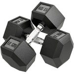 Rubber Hex Dumbbell Portable Hand Weights Home Gym | 35kg | Black