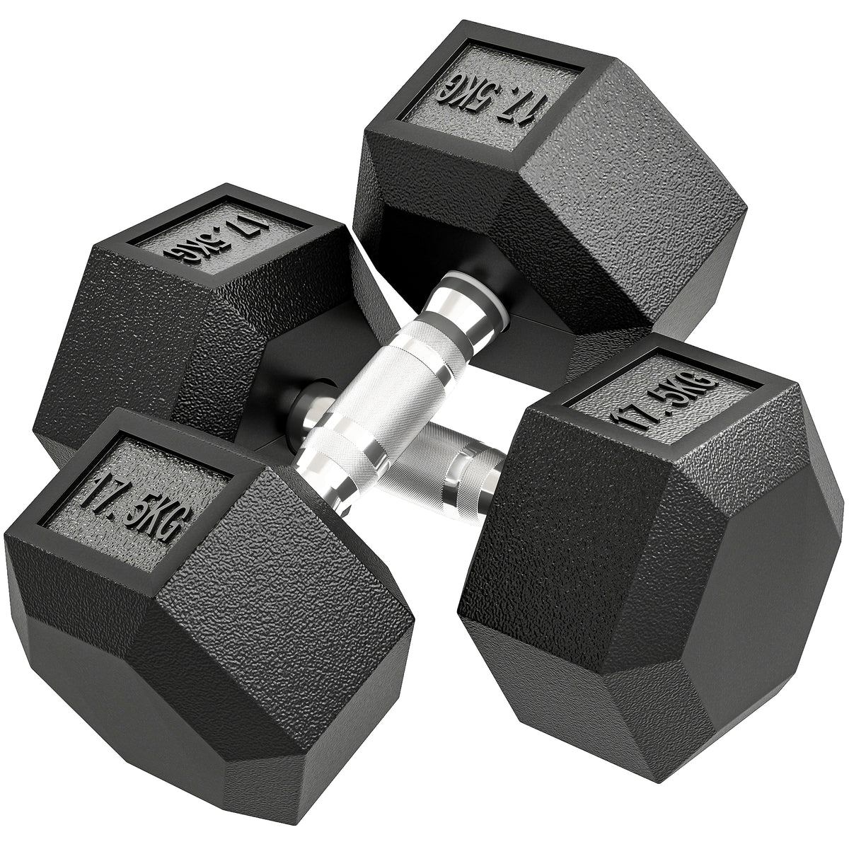 Rubber Hex Dumbbell Portable Hand Weights Home Gym | 35kg | Black