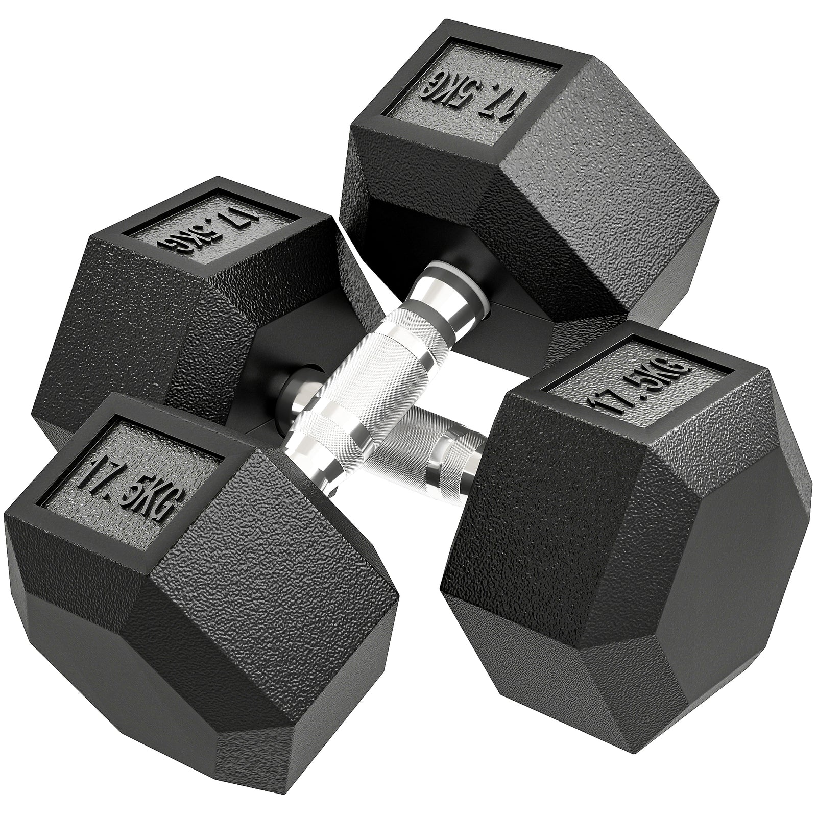Rubber Hex Dumbbell Portable Hand Weights Home Gym | 35kg | Black