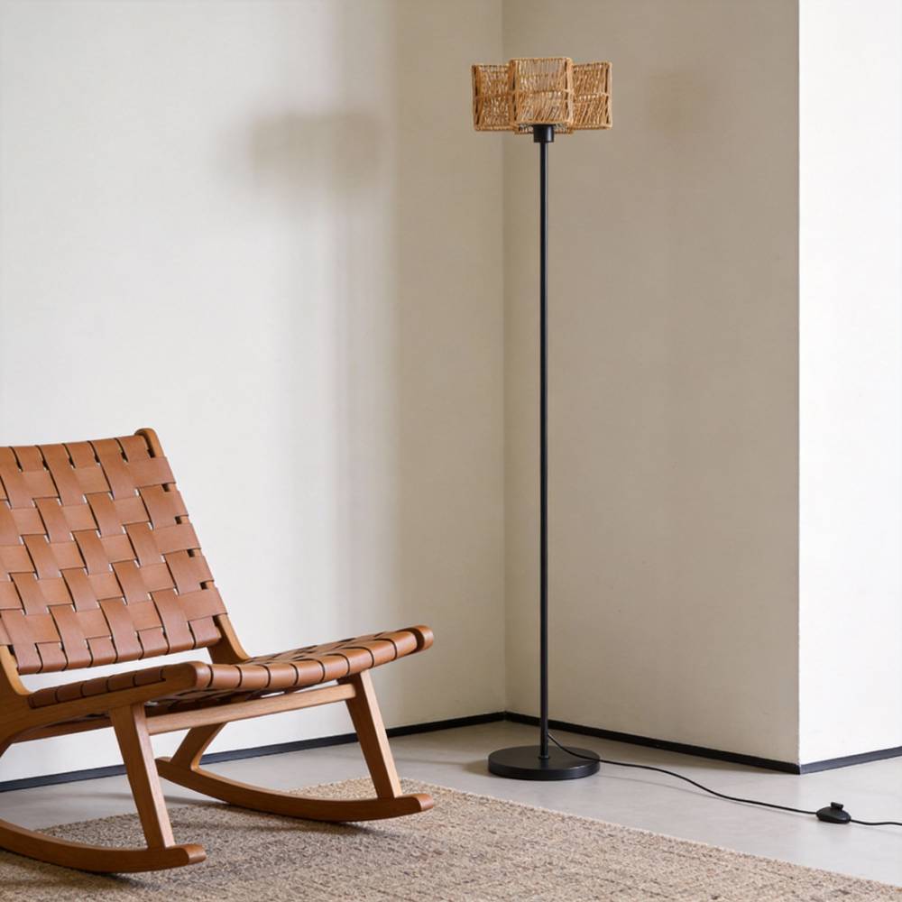 Breeins Paper Rope String-wrapped E27 Single Light Plug-in Floor Lamp