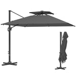 3.5x3m Cantilever Parasol, Solar Led Lights | Dark Grey