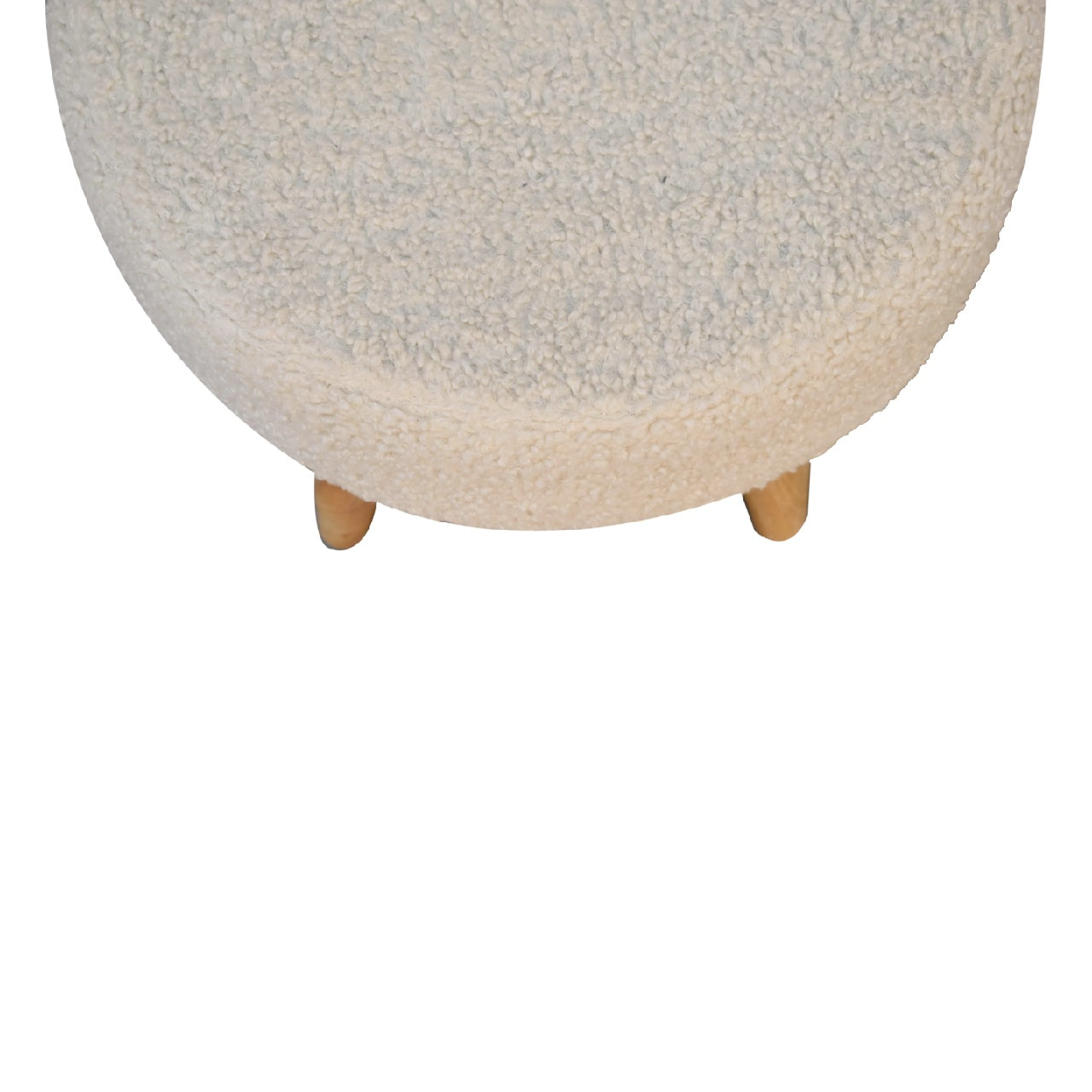 Solid Mango Wood Cream Boucle Petite Footstool