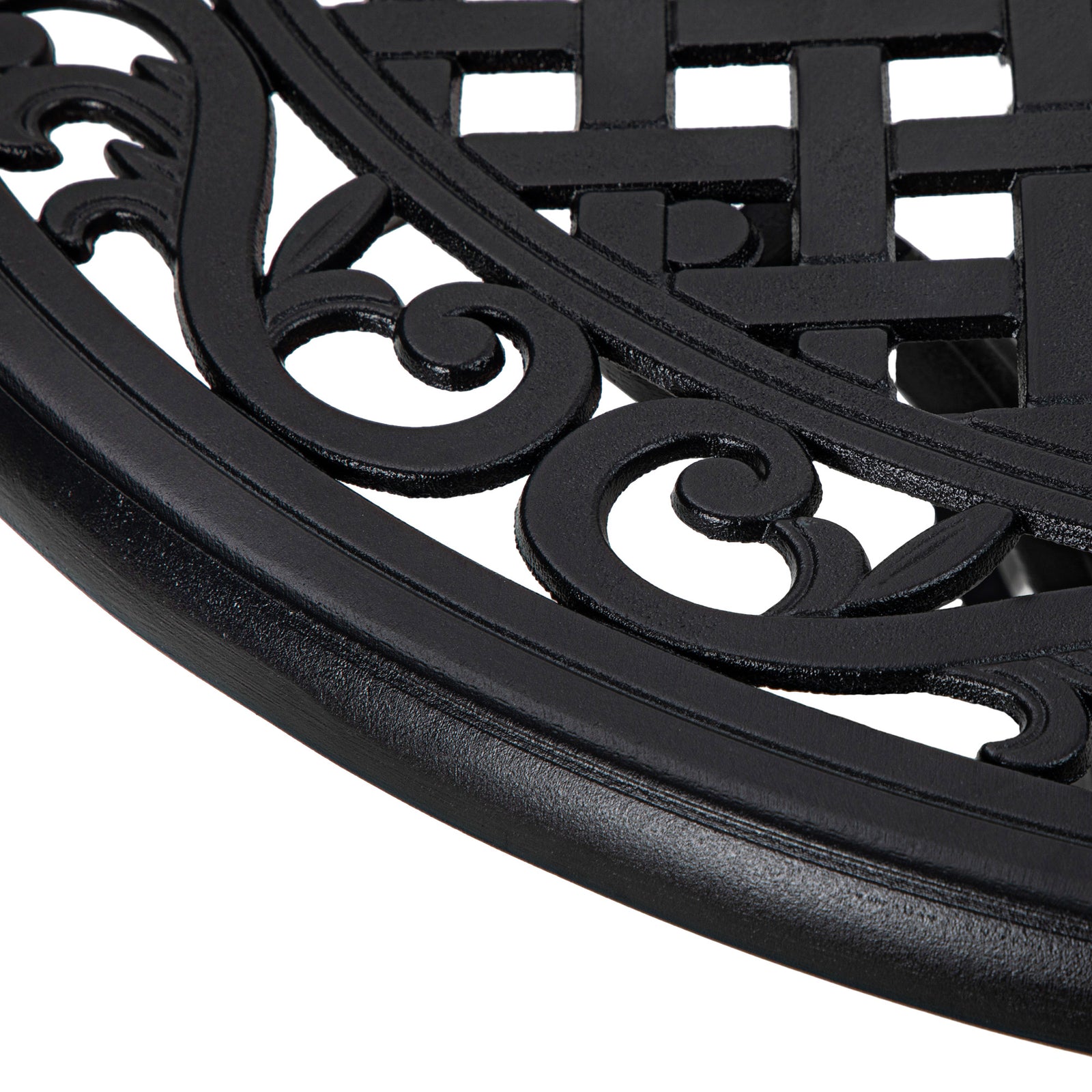 Garden Table W/ Parasol Hole, Cast Aluminum, Black