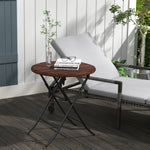 Foldable Rattan Coffee Table, Metal Frame, Mixed Brown