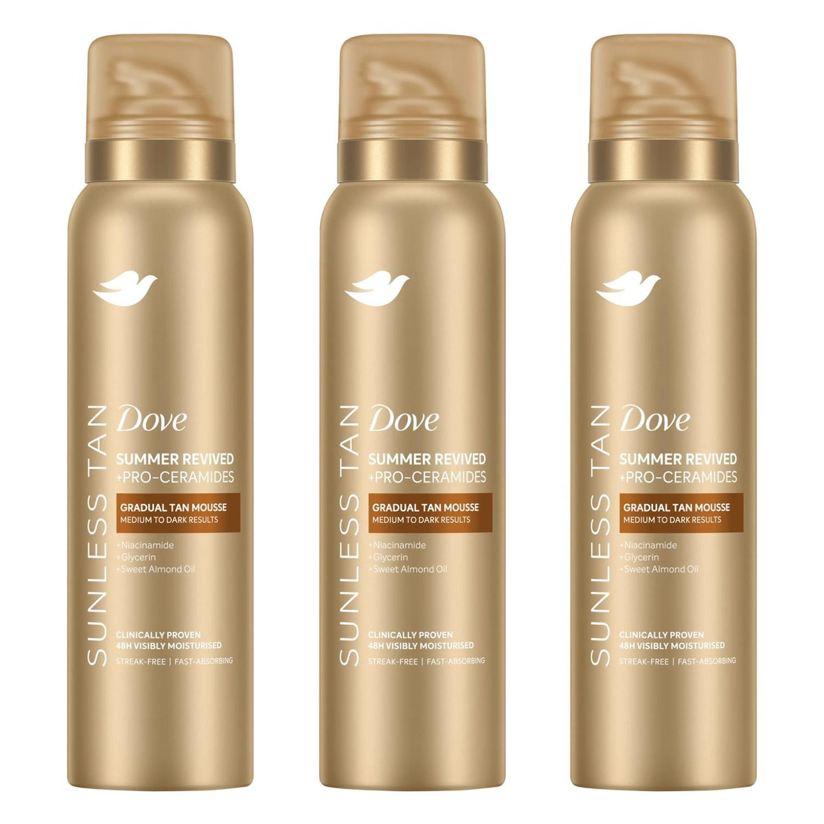 Dermaspa Summer Revived Self Tan Mousse, Medium-dark Skin, 3 X 150ml | Set of 3