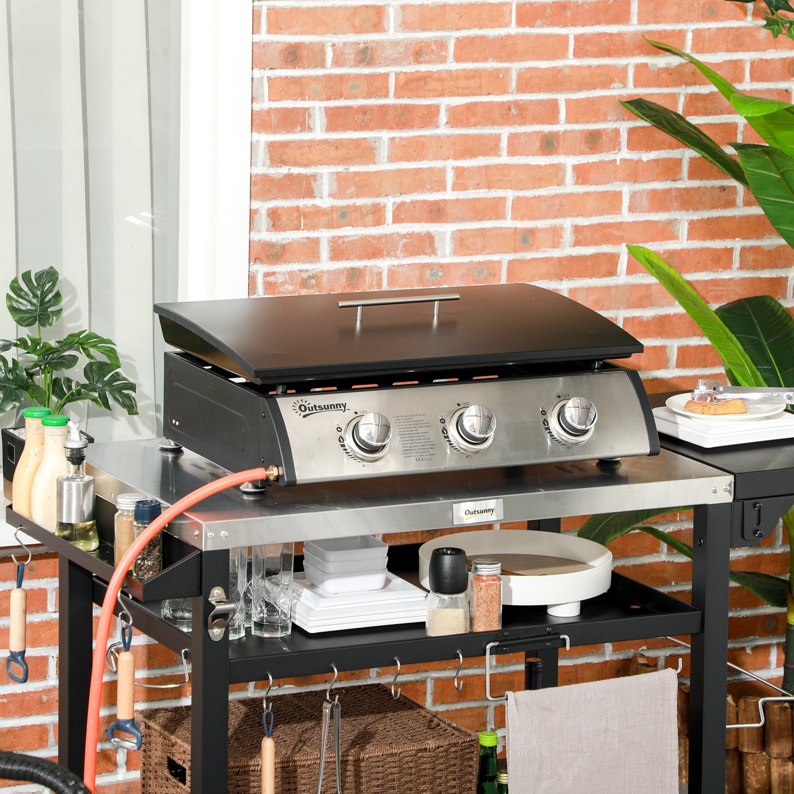 Gas Plancha Grill, 3 Burner, 22.5kw | Black