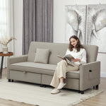 Reversible L-shaped Sectional Sofa Bed With Cushions | One Size | Beige