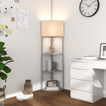 Corner Modern Floor Lamp With Shelves For Living Room | One Size | Gray