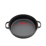 28cm/30cm/35cm Dia Black Round Pre Seasoned Cast Iron Frying Pan Kitchen Skillet With Double Handles | Medium | Black
